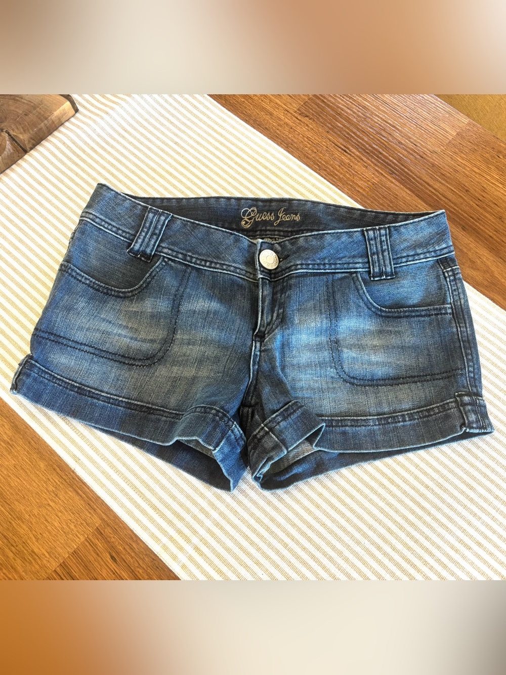 🔽GUESS Distressed Dark Blue Denim Women’s Shorts